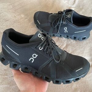 On Running Cloud 5 All Black Athletic Running Sneakers
